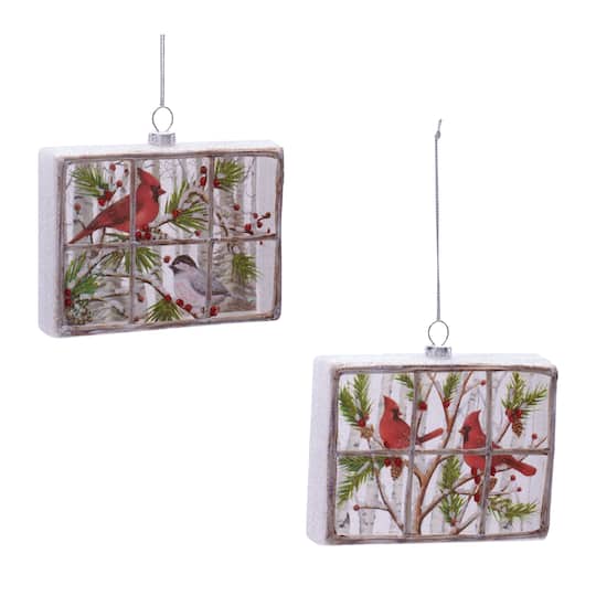 Melrose 4.75" Glass Cardinal Window Ornaments, 6ct.